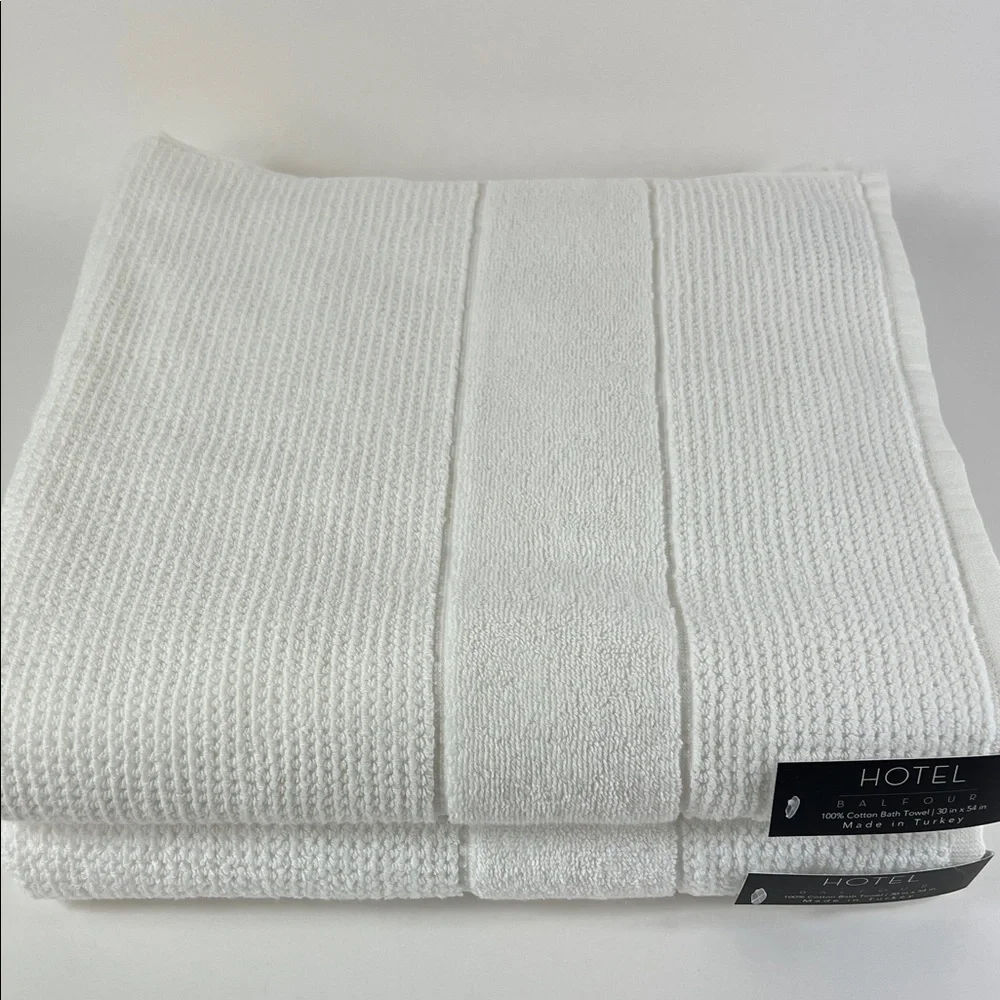 Hotel Balfour Classic Off White Bath Towel Set 100% Turkish Cotton 2 pc NEW